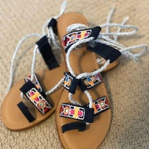 Embroidered Gladiator 7M Sandals